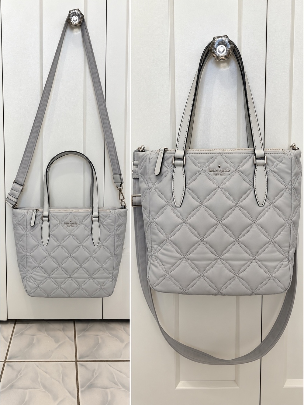 Kate Spade Jae Quilted Medium Satchel Moonlight Gray NWT WKRU7031